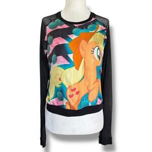 Andrea Crews Applejack Mesh Long Sleeve Top My Little Pony Silk Front Cropped